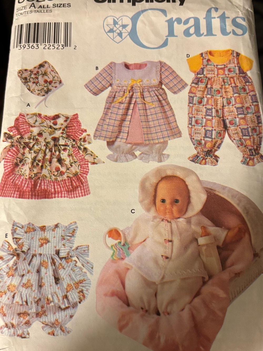Vintage Simplicity 8528 Doll Clothes Pattern Sizes S-L New Uncut
